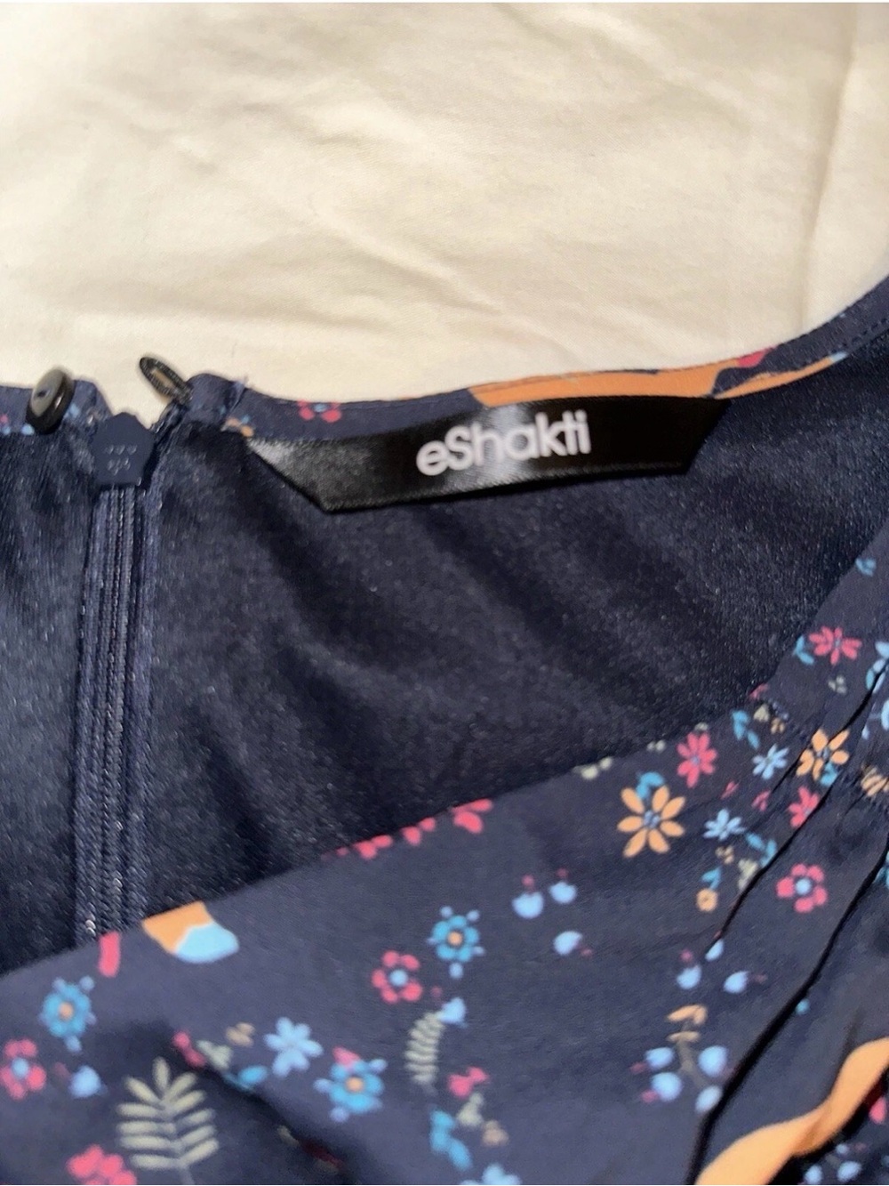 eshakti Navy Dress with Orange Fox & Floral Print - Picture 5 of 13